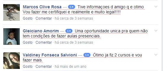 Testemunhos de alunos que estudaram na Cursos 24 horas