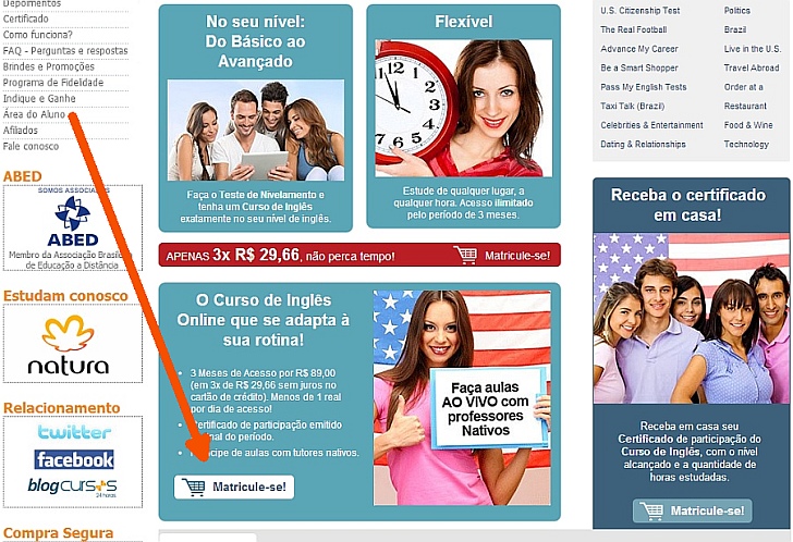 matricular no curso ingles 24 horas 
